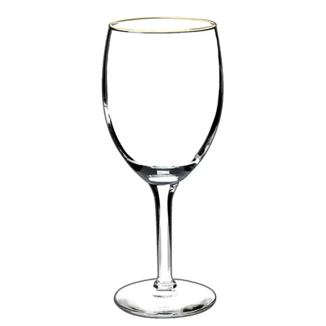 10 oz Gold Trim Wine Glass