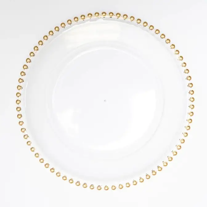 13" Beaded Glass Charger — Gold, silver, or Belmont clear gold