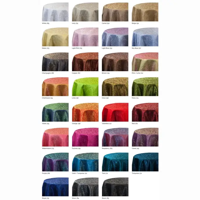 Iridescent Crush Linens — 31 shimmering colors, each with its catalog number